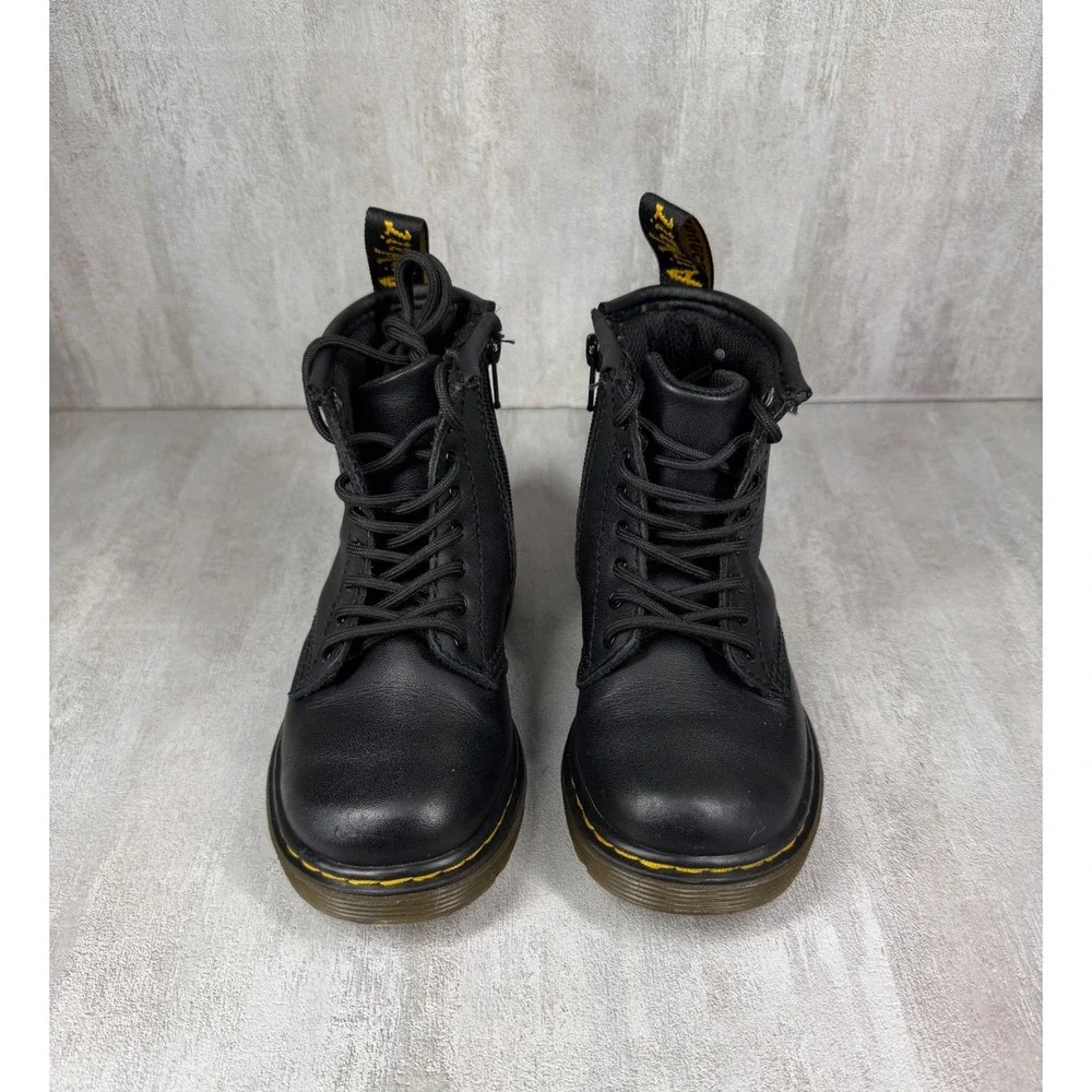 Dr. Martens 1460 T Toddler Black Leather Lace Up Side Zip Boots Size 8 US 7 UK